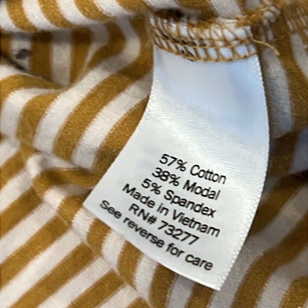 Lauren Conrad XS T-shirt Ruffle Short Sleeves Gold/Cream Striped - Picture 7 of 9